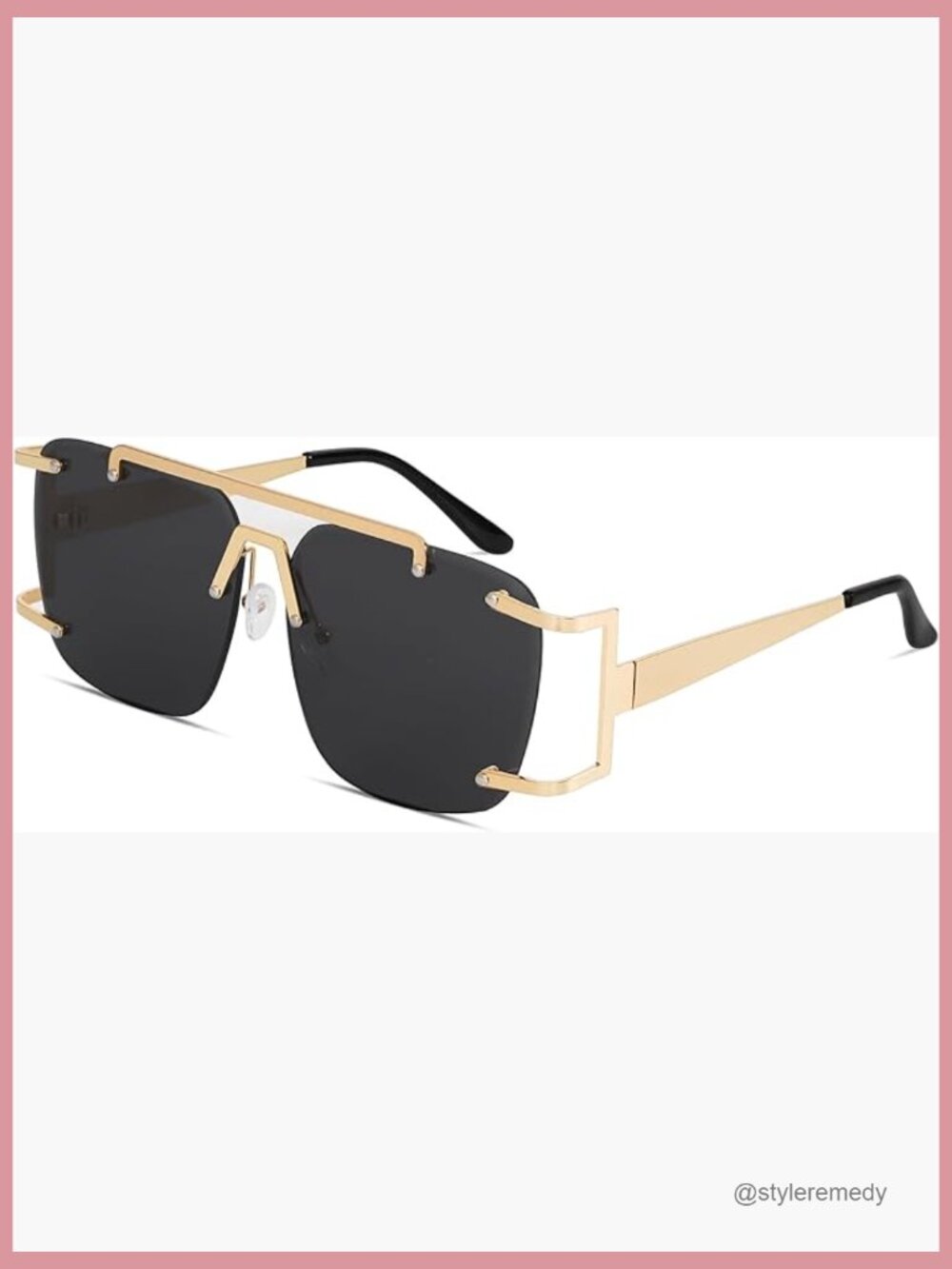 Metal Frame Oversized Square Aviator Sunglasses UV400 Protection